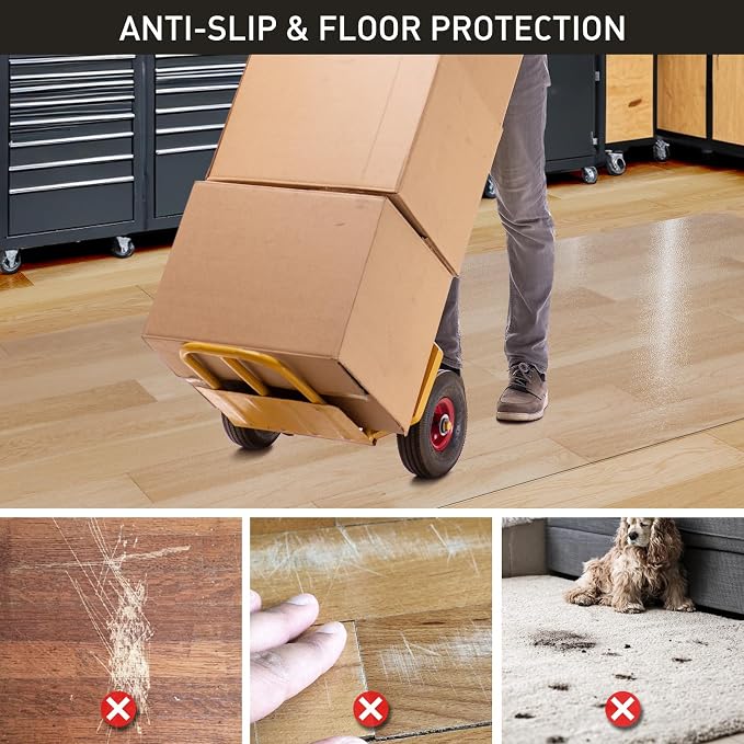 3'x20' Vinyl Runner Rug for Hallway, Clear Waterproof Kitchen Mat for Floor, Non-Slip Plastic Floor Mat for Entryway, Easy Clean Durable Area Mat for Bedroom, Laundry Room
