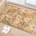 Lahome Moroccan Trellis Washable Rug, 2x3 Bathroom Rugs for Kitchen Entryway, Non-Slip Indoor Door Mat Ultra-Thin, Small Oriental Throw Carpet for Bedroom Entry Elise, Red/Orange