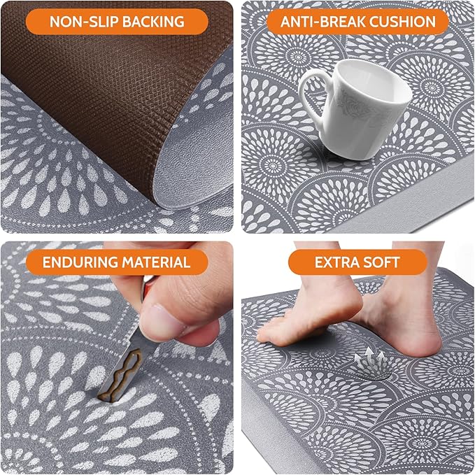 Mattitude 4/5 Inch Kitchen Mat, 20x42in Heavy Duty Ergonomic Comfort Foam Standing Desk Mat, Waterproof Non-Slip Standing Mats and Rugs for Kitchen, Office, Black
