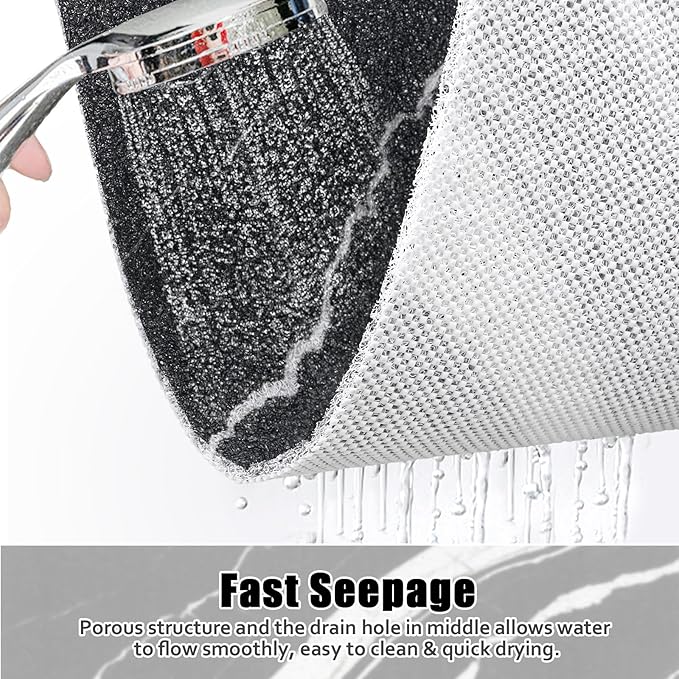 Square Shower Mat Non Slip: 36x36 Inch Large Shower mats for Inside Shower with Drain Hole in Middle, Super Soft PVC Loofah Massage Shower Floor Mat, Anti Slip Shower Stall Mat, Quick Drying
