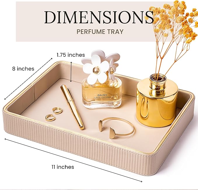 Perfume Tray Valet Tray Night Stand Bedside Organizer| Perfume Organizer Catchall| Perfume Trays for Dresser Vanity Tray for Dresser Countertop| Perfume Holder| Nightstand Organizer Women