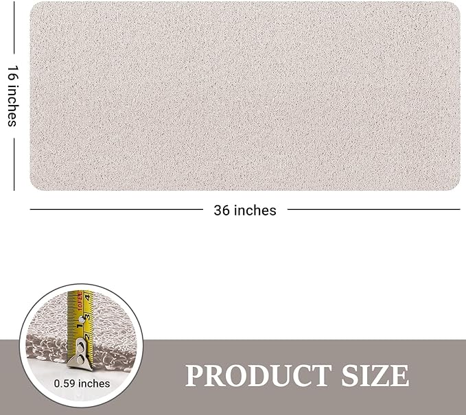 LuxStep Shower Mat Bathtub Mat,36x16 inch, Non-Slip Bath Mat with Drain, Quick Drying PVC Loofah Bathmat for Tub,Shower,Bathroom (Phthalate Free,White)