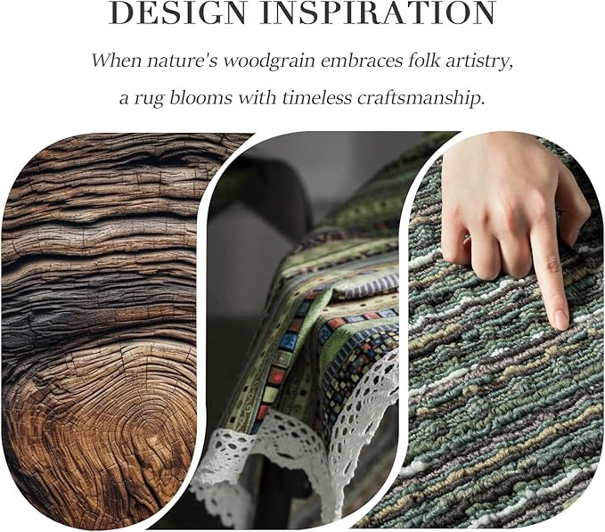 Kitchen Runner-Non Slip Kitchen Mats for Floor-Thick Stain Resistant Vintage Kitchen Floor Rug Runner Carpet for Hallways Entryway Laundry Room Washable（Green 24"x79"）