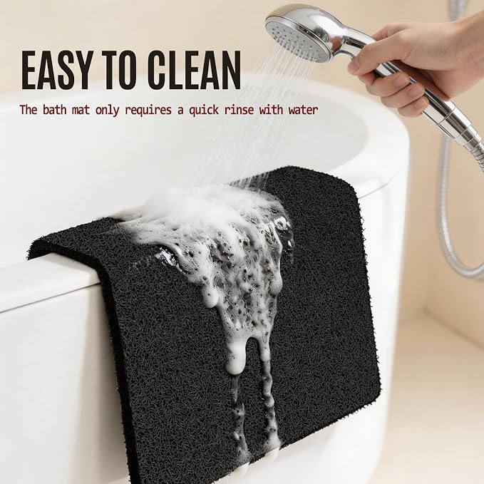 Joyhalo Shower Mats for Showers Anti Slip for Elderly, 30'' x 17'' Non Slip Bath Mat for Inside Shower, Bath Tub Mats for Bathroom Non Slip for Shower, PVC Loofah Bathroom Mats, Black