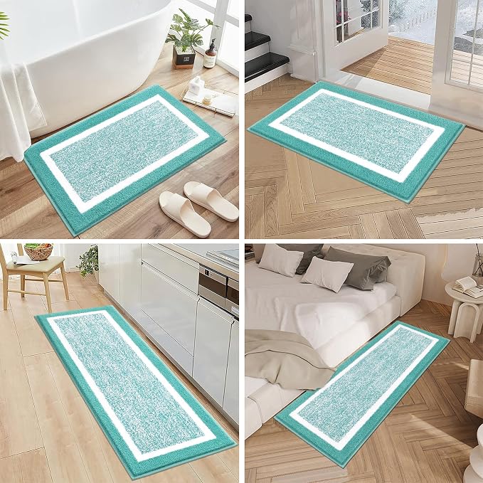 Pauwer Bathroom Rug Set, Non Slip Bath Mat, Absorbent Shower Rug for Floor, Tub and Shower, Teal