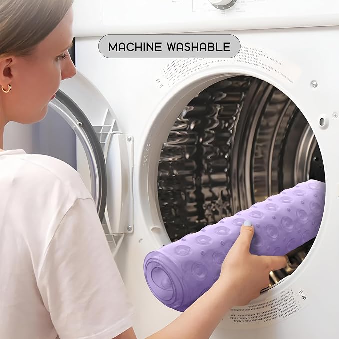 LDC Bath Mat for Tub, Inside Shower Bathtub Mat with Drain Holes and Suction Cups, Anti Slip Bath Mat Inside Tub Extra Long, 40x16 - Purple