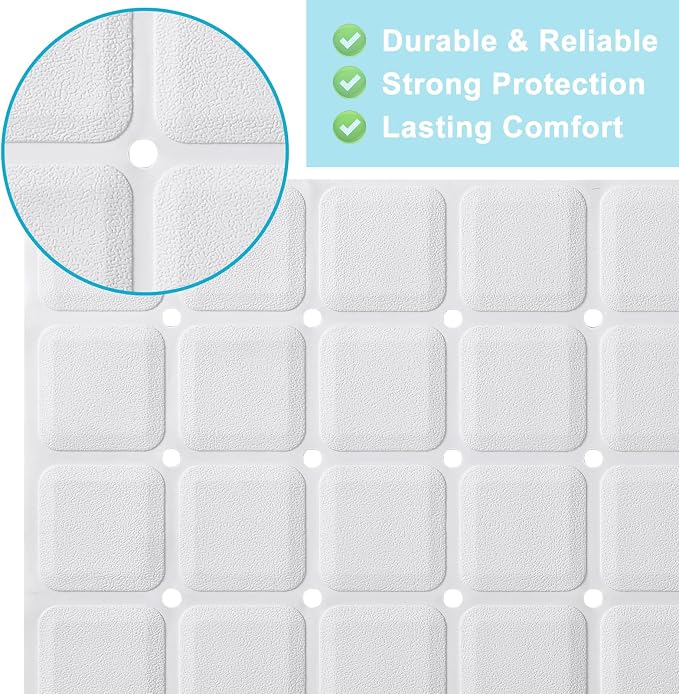 Webos Non-Slip Bath Mat for Tub & Shower：Silicone Foldable Bathtub Mat with Strong Suction Cups, Quick Drain Holes, Machine Washable Extra Large Bathroom Mats 35.8" x 17.7", White