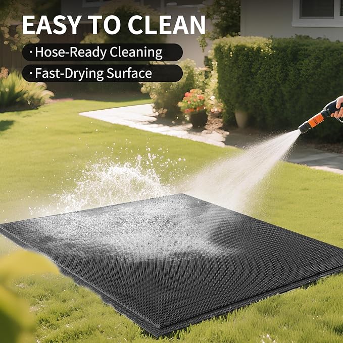 Front Door Mat 24''x71'', Drainage Heavy Duty Dirt Trapping Non-Slip Doormats, Outdoor Rubber Floor Mats, Restaurant Commercial Kitchen Industral Pool Entrance Bar Wet Area, Black