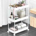 SPACELEAD 3 Tier Rolling Cart with Wheels, Storage Craft Art Trolley Organizer Serving, 3 Hanging Baskets Easy Assembly, for Office, Bathroom，Living Room, Kitchen, White