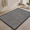AMOAMI Unique Woven Bath Mat, Super Absorbent Non Slip Bath Mats for Bathroom Floor Textured Bathroom Mat Quick Dry Washable Bath Rug Boho Thin Rugs for Bathroom Beside Tub, 18" x 30", Black