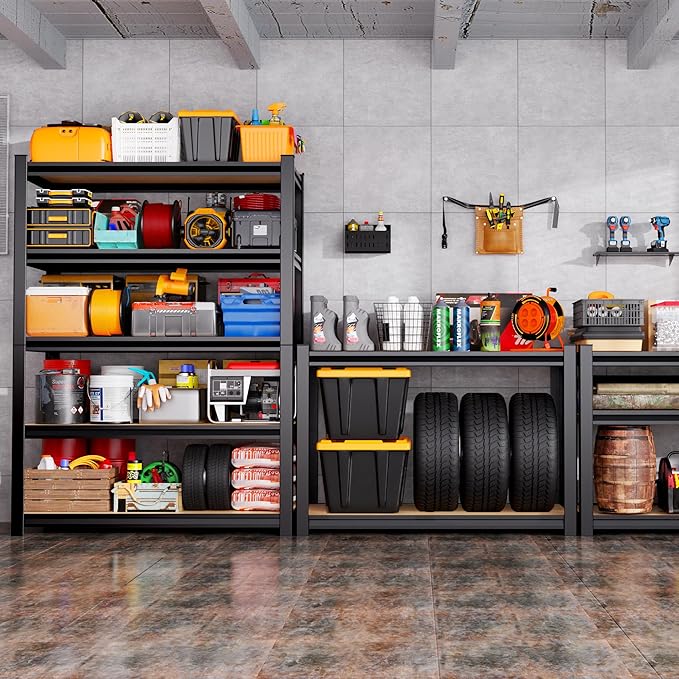Set of 7-71"H-35"W-16D Garage Shelving-2050LBS 5 Tier Storage Shelves,Adjustable Heavy Duty Metal Shelving Unit and Storage Large Rack,Utility Steel Shelf For Shop Warehouse Industrial Pantry Basement