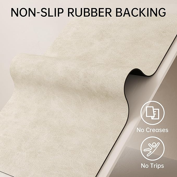 Mecko Bath Mat, Ultra Absorbent Quick Dry Bathroom Floor Mats-Rubber Non-Slip Thin Bathroom Rug Fit Under Door, Faux Suede Surface Shower Rug for Bathtub, Sink, Shower Room(Light Brown,20"x32")