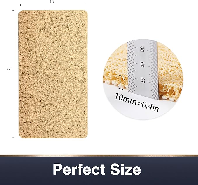Asvin Soft Textured Bath, Shower, Tub Mat, 35x16 Inch, Phthalate Free, Non Slip Comfort Bathtub Mats with Drain, PVC Loofah Bathroom Mats for Wet Areas, Quick Drying
