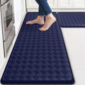 TranquilRelax Kitchen Mats, 2PCS Kitchen Rugs, Cushioned Anti Fatigue Kitchen Mats for Floor, Non-Slip Standing Desk Mat, Waterproof Kitchen Rug Set for Kitchen, Floor, Office,17.3"×30"+17.3"×47",Blue