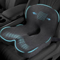 Car Seat Cushion, Memory Foam Driving Cushion with Adjustable Strap, Ergonomic Pad for Car & Semi Truck, Office Chair Cushion for Sciatica & Lower Back Pain Relief, Dark Gray
