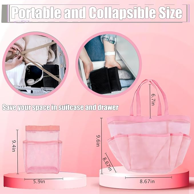 Attmu Mesh Shower Caddy Portable, Quick Dry Hanging Shower Tote Bag for College Dorm Room Essentials, Large Capacity Caddy Dorm for Bathroom Gym Swimming