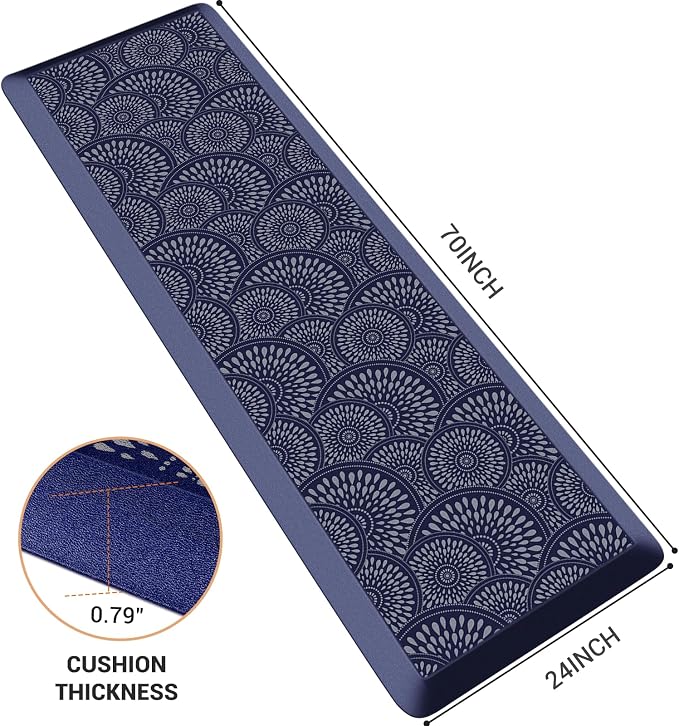Mattitude 4/5 Inch Kitchen Mat, 20x46in Heavy Duty Ergonomic Comfort Foam Standing Desk Mat, Waterproof Non-Slip Standing Mats and Rugs for Kitchen, Office, Black