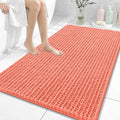 OLANLY Bathroom Rug Mat 44x32, Thick Soft and Absorbent Chenille Bath Mat, Non-Slip Rubber Backing, Machine Washable Quick Dry Bath Rugs for Tub Shower Floor, Home Decor Accessories, Coral