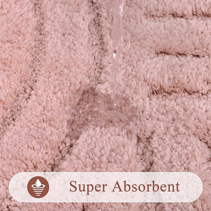SHACOS Super Soft Bathroom Runner Rugs 24"x60" Non Slip Boho Bathroom Mats Microfiber Absorbent Carpet for Bath Room Machine Washable Shaggy Bath Rugs for Shower Bathtub Home Decor, Grey Pink 2'x5'