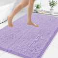 Smiry Luxury Chenille Bathroom Rugs 40x32, Extra Soft and Absorbent Shaggy Bath Mat, Machine Washable, Non-Slip Plush Carpet Runner for Tub, Shower, and Floor, Home Decor Accessories, Purple