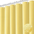 Dynamene Long Fabric Shower Curtain - 78 inch Long Waffle Weave Weighted Cloth Shower Curtains for Bathroom, Neutral Heavy Duty Hotel Spa Luxury Bath Curtain Set with 12 Hooks, 72x78, Yellow