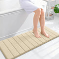 OLANLY Memory Foam Long Bathroom Rugs Runner 47x17, Super Soft Absorbent Bath Mat, Quick Dry, Machine Washable Shower Floor Rugs, Bathmat Carpet, Bathroom Home Decor Accessories, Beige
