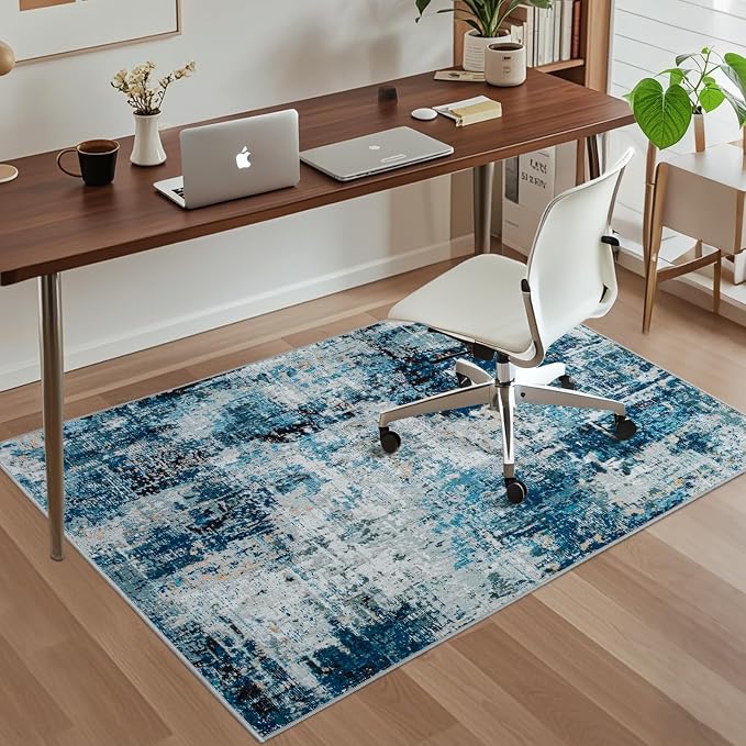 Office Chair Mat for Hardwood Floor, 48"x36" Easy Glide Computer Chair Mat Protector for Rolling Chair Under Desk Rug Nonslip Backing, Machine Wash