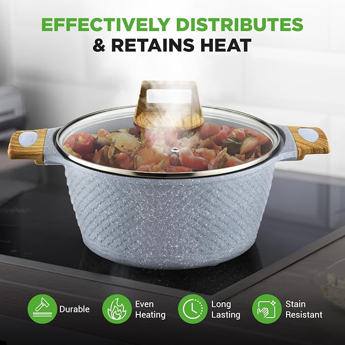 NutriChef 22-Piece Nonstick Ceramic Cookware Set – Pots and Pans Set with Bakeware, Utensils & Oven Mitts, Induction Compatible, PTFE & PFAS Free, Tempered Glass Lids, Cool-Touch Handles