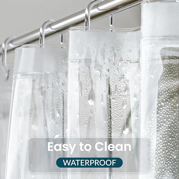 Titanker Stall Shower Curtain Liner 48x72, Clear Lightweight PEVA Shower Curtains for Bathroom, Waterproof Single Shower Liner with 2 Magnets and Rustproof Grommet Holes