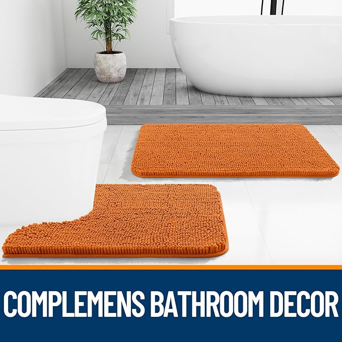 OLANLY Bathroom Rugs 30x20, Extra Soft Absorbent Chenille Bath Rugs, Rubber Backing Quick Dry, Machine Washable Bath Mats for Bathroom Floor, Tub and Shower, Home Decor Accessories, Clay