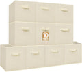 STORAGE MANIAC Storage Cubes, 11 Inch Collapsible Storage Bins with Handles, 10 Pack Fabric Foldable Bins for Organization, Durable Storage Bins for Closet, Shelves, Offices, 10-Pack Beige