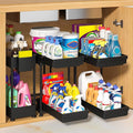 Sevenblue 3 Pack Under Sink Organizer, 2 Tier Pull Out Bathroom Cabinet Organizer, Multi-Purpose Storage Shelf for Kitchen (2-Tier Sliding, 14.8 Inch)