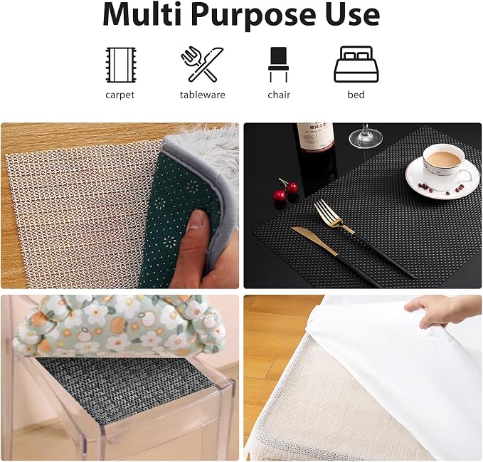 Non Slip Rug Pads for Hardwood Floors, 2x4 Rug Pad Gripper for Area Rugs, Under Carpet Anti Skid Mat, Black, Keep Your Rugs Safe and in Place