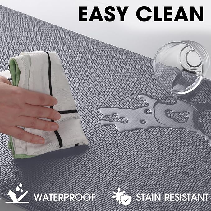 Mattitude Kitchen Mat Cushioned Anti-Fatigue Floor Mat Water Resistant Non-Slip Mats and Rugs Standing and Comfort Desk Mats for House Sink Office Laundry (Light Grey, 17.3"x39")