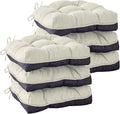 IASEAHK Chair Cushions for Dining Chairs, Seat Cushions for Kitchen Chairs, Indoor Seat Cushions with Ties, Tufted Foam Chair Pads, Non Slip Chair Cushions Set of 6, 15.5" x 15.5" x 4", Beige