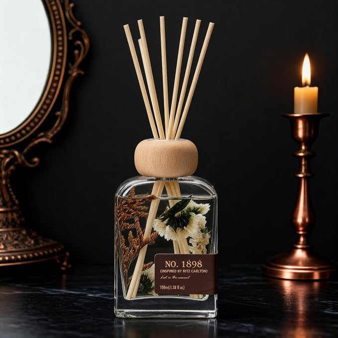 Luxury Hotel Scent Reed Diffuser 100ml (3.38oz) | No.1898 Hotel Collection Diffuser Oil Inspired by Ritz Carlton | Home, Bathroom & Office Decor | Long-Lasting Room Freshener Gift Set