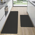 Kitchen Mats for Floor 2 piece - 17"x29"+17"x59" Anti Fatigue Mats for Kitchen Floor - Non Slip Cushioned Rugs for Standing - Black