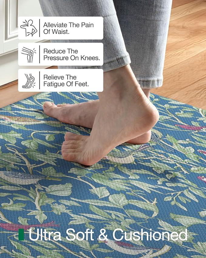 LUMI Anti Fatigue Kitchen Cushioned Mat for Floor, Padded Waterproof Runner for Standing, Stain Resistant Comfort Rugs for Home, Sink, Laundry, 24x87