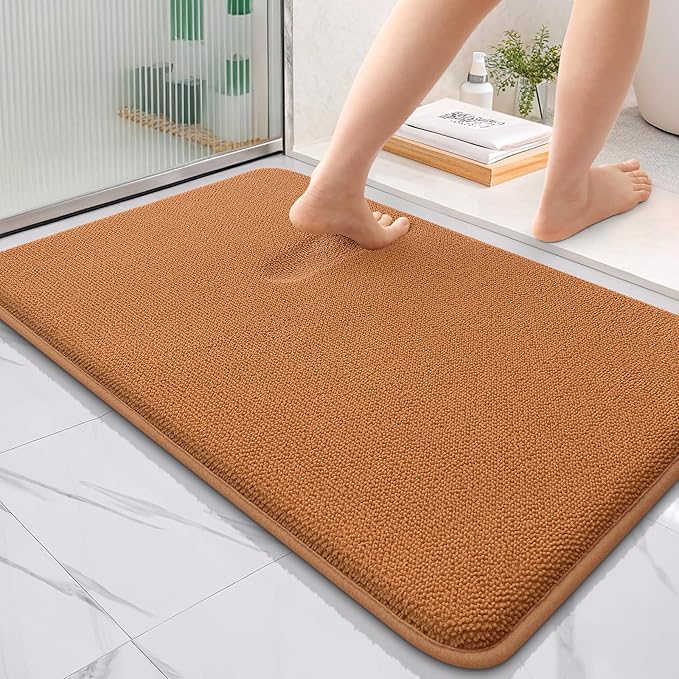 OLANLY Thick Memory Foam Bath Mat Rug 36x24, Extra Soft Absorbent Bathroom Rug, Quick Dry Bath Mats, Non-Slip, Machine Washable Carpet for Bathroom, Tub and Shower, Home Decor Accessories, Clay