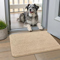 Smiry Dog Door Mat for Muddy Paws 24x16, Absorbent Dirt Trapper, Non-Slip Washable Chenille Entryway Rug for Inside Floor, Beige, Classic Solid