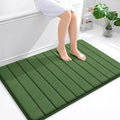 OLANLY Memory Foam Bath Mat 44x32, Super Soft Absorbent Bathroom Rugs, Quick Dry, Machine Washable Shower Floor Rugs, Bathmat Carpet, Bathroom Home Decor Accessories, Olive Green