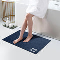 RUERYA Diatomaceous Earth Bath Mat Rugs 23.6 x 15.7 inch, Quick Dry Super Absorbent Non Slip Rubber BottomThin Bathroom Mat Fit Under Door, Floor Rugs in Front of Bathtub,Shower Room,Sink, Navy
