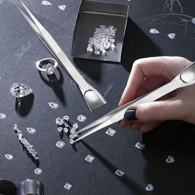 3 Pc Grabber Tool Holder Set, Stainless Steel 4 Claw Piercing Ball Grabber, Diamond Tweezers Pick Up Tool for Tiny Objects IC Chip Electronic Components