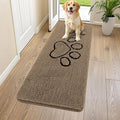 Smiry Dog Door Mat for Muddy Paws, Absorbent Dirt Trapper Non Slip Quick Dry Washable Chenille Mat for Mud Dogs, Entry Rug for Indoor and Outdoor (54x24 Inches, Camel and Black)