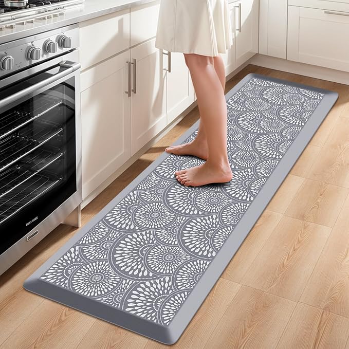 Mattitude 4/5 Inch Kitchen Mat, 17.3x59in Heavy Duty Ergonomic Comfort Foam Standing Desk Mat, Waterproof Non-Slip Standing Mats and Rugs for Kitchen, Office, Grey