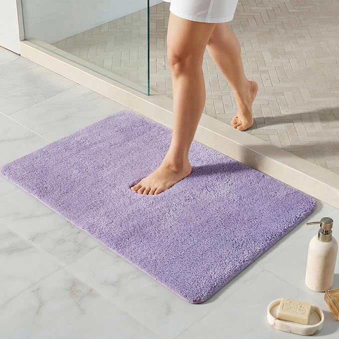 TYUU Bathroom Rugs Non Slip Washable, Ultra Soft Super Absorbent Quick Dry Small Bath Mat with Rubber Backing for Bathroom Floor, Shower, or Sink, Lavender 20" x 30"