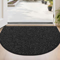 BEQHAUSE Dirt Trapper Door Mat 24" x 36" Half Circle Non-Slip Washable Doormats Entrance Rugs Absorbent Welcome Low Profile Floor Mats for Front Back Door and Entryway, Black