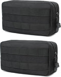 2 Pack Tactical Molle Admin Pouch with US Flag Patch and Keychain - Utility Laser Cut Tactical EDC Tool Pouch Bag Horizontal Modular Pouches Utility Tool Pouch