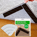 Rug Tape 12 Pcs Carpet Gripper Carpet Tape for Hardwood Floors Non Slip Rug Pad Grippers Rug Stickers Never Curl Rug Corner Gripper Rug Stoppers to Prevent Sliding Reusable Washable Black