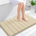 OLANLY Memory Foam Bath Mat 35x24, Super Soft Absorbent Bathroom Rugs, Quick Dry, Machine Washable Shower Floor Rugs, Bathmat Carpet, Bathroom Home Decor Accessories, Beige